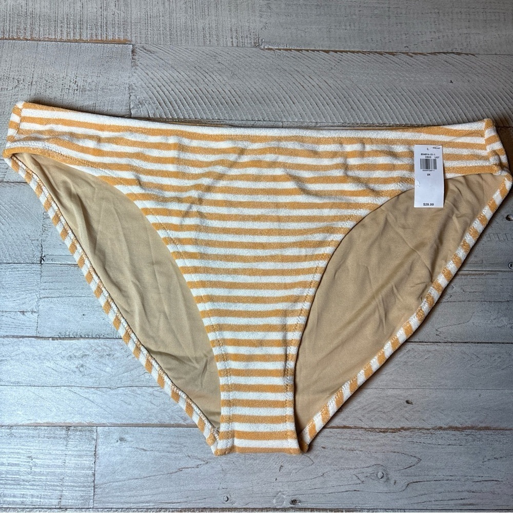 NWT Old Navy Plus Size Orange Striped Terry Classic Low Rise Bikini Bottom 2X - Picture 4 of 15